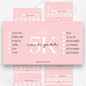 5K Budget Savings Challenges, Save 5000 a Year, 5k Savings Challenge Budget, 5000 Dollars Tracker, A6 Money Tracker, Savings Challenge A6
