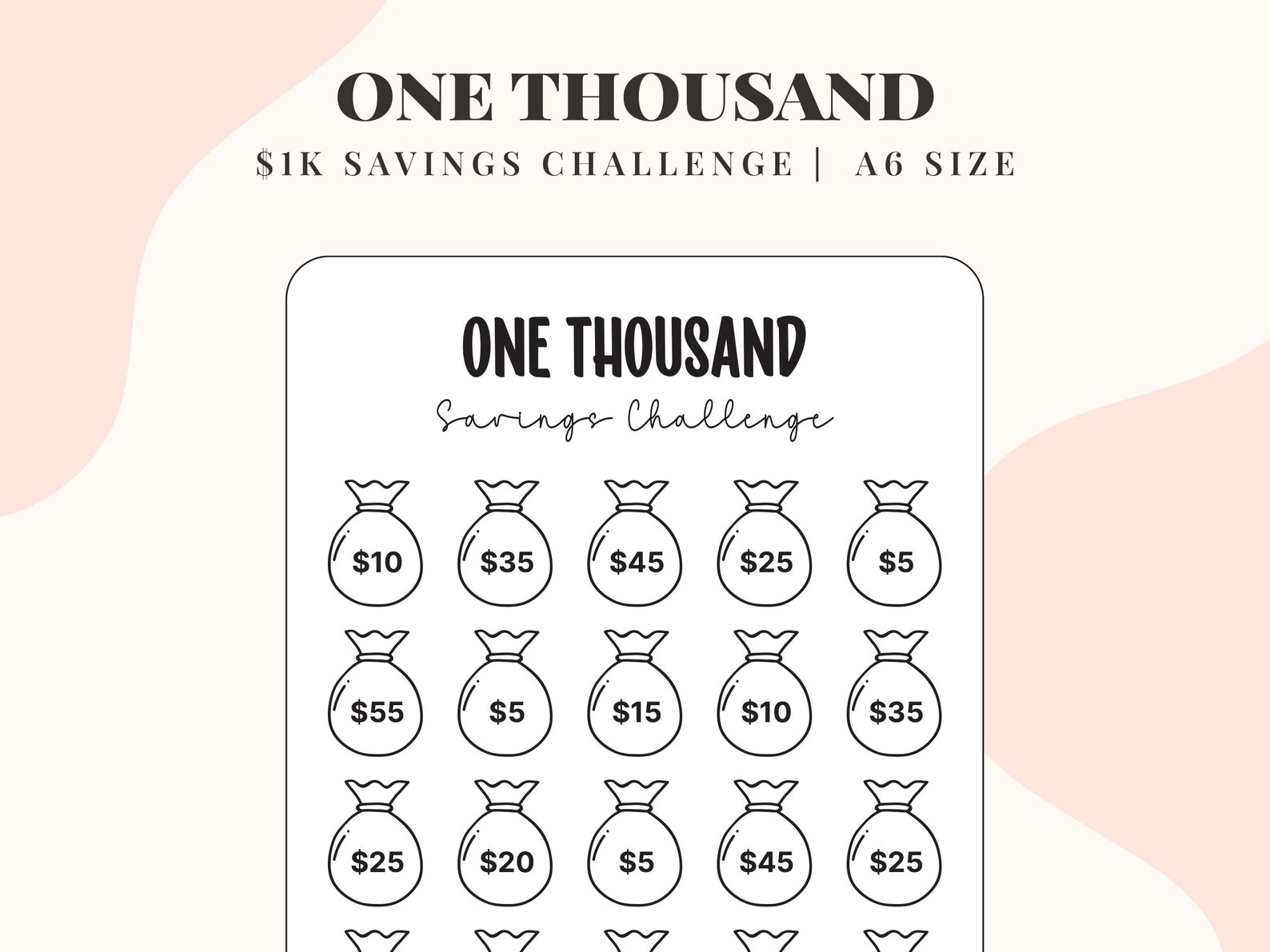 A6 1k Savings Challenge, 1k Saving Challenges, 1000 Dollars Savings ...