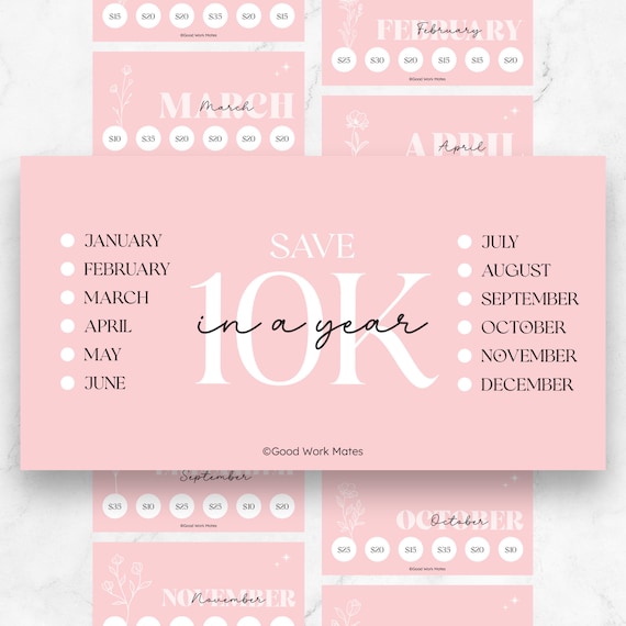 10k Printable Savings Challenge Bundle, Save 10000 a Year, 10k Savings Challenge Budget, 10000 Dollars Tracker, A6 Monthly Savings Budget