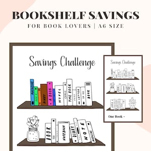 Bookshelf Savings Challenge, BooksSaving Challenges, Savings Tracker, Cash Funds Envelope, 26 Week Savings Challenge, A6 Budget Binder
