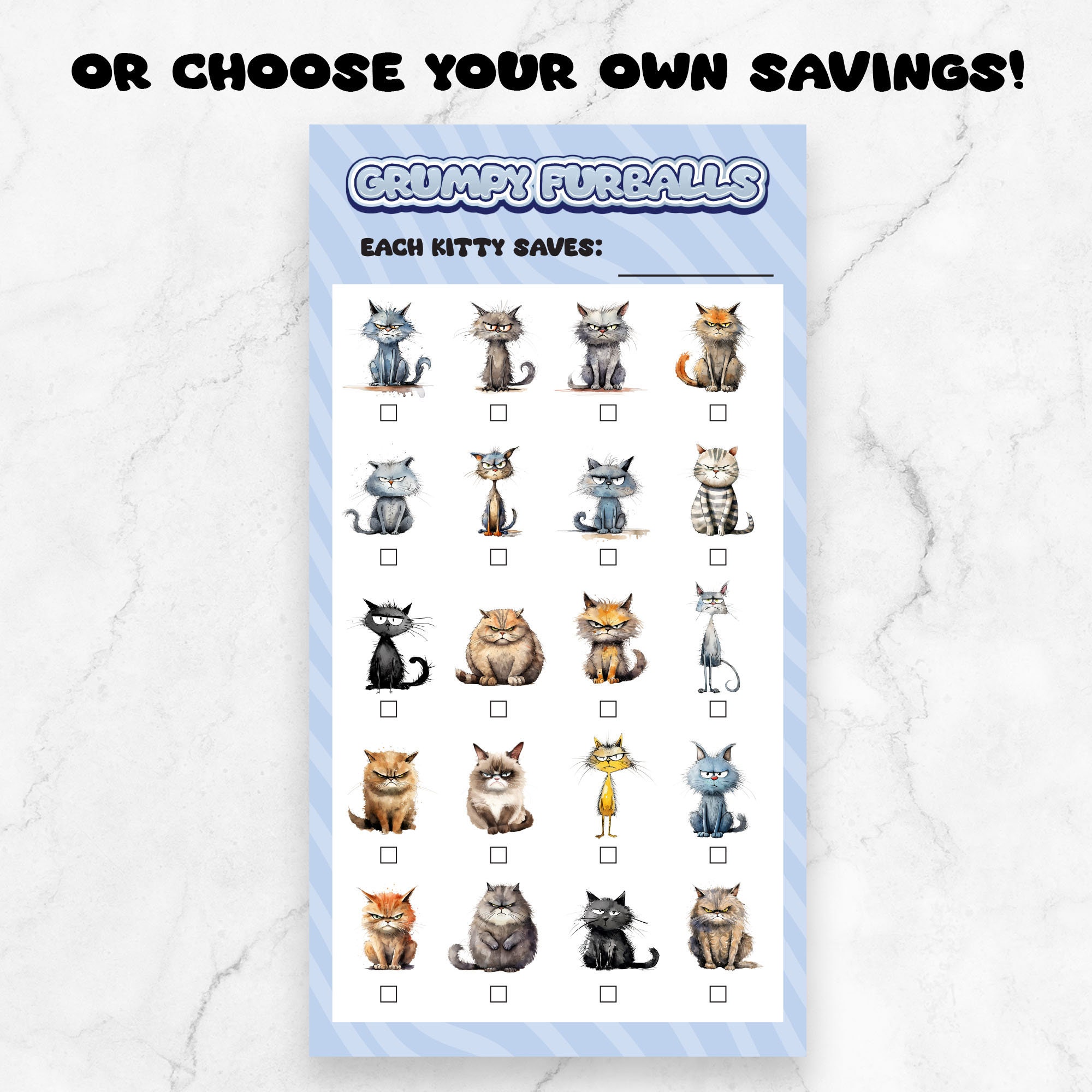 Grumpy Cats A6 Printable Savings Challenge, Money Savings Challenge ...
