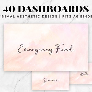 A6 Minimalist Dashboards Bargeldumschläge Einsätze, A6 Umschläge Ordner, A6 Bargeldsparplatzhalter, sinkende Mittel, Home Dashboards, 40er-Set