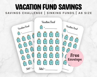 Vacation Trip Holiday Savings Challenge, Sinking Funds, Cash Stuffing Envelopes, 26 Weeks Challenge, 52 Weeks Savings Challenge, A6 Size