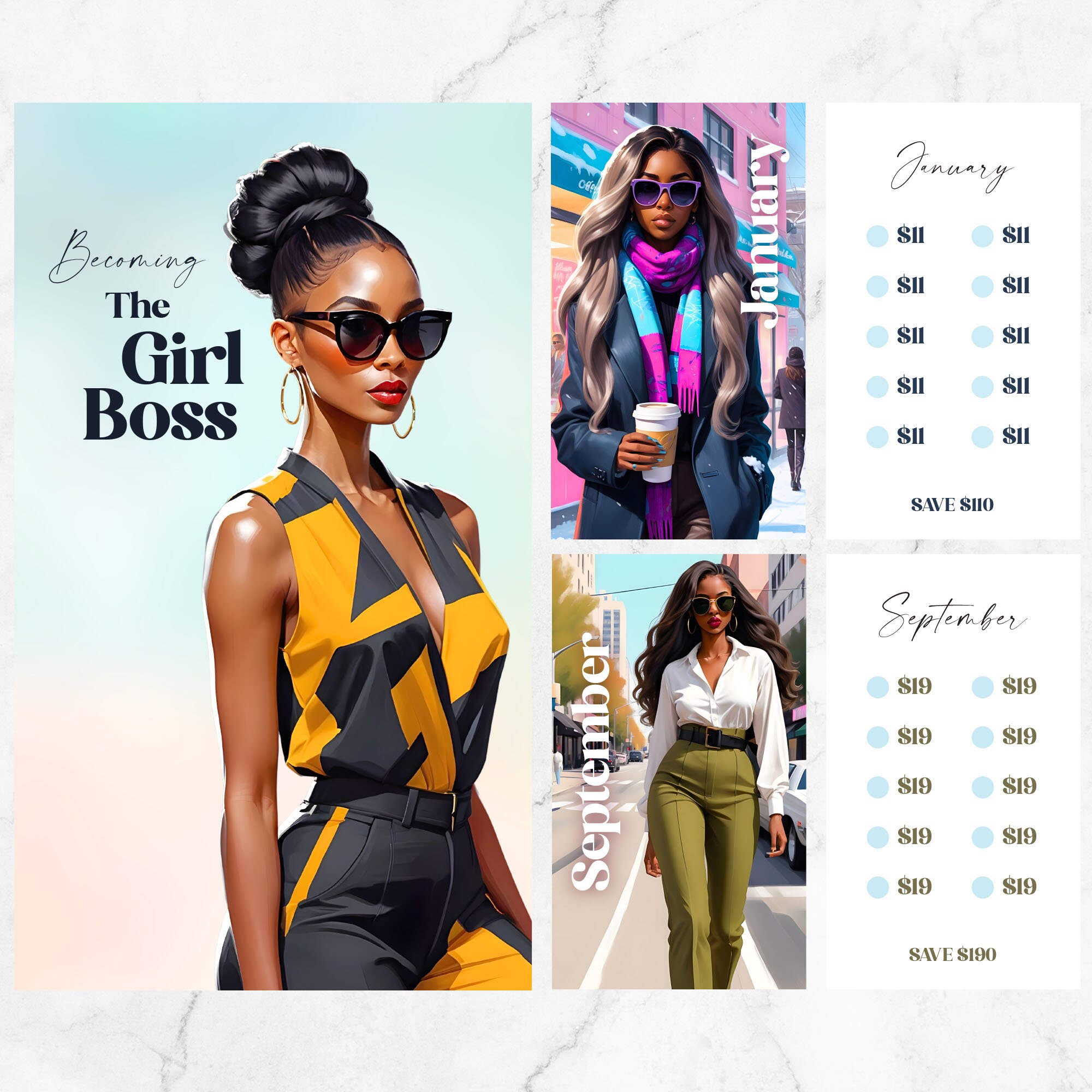 A6 Girl Boss Black Woman Monthly Savings, Money Savings Challenge, Cash Envelope, A6 Monthly Savings Budget, Savings Challenge Cash Tracker