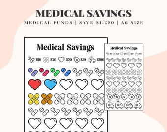 Medical Savings Challenge, Mini Saving Challenges, Savings Tracker, Cash Funds Envelope, 26 Week Savings Challenge, A6 Budget Binder