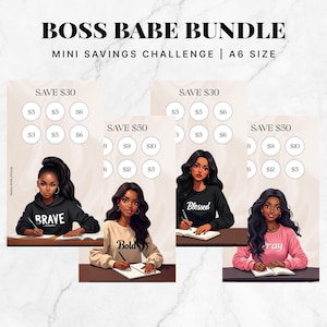 That Girl Boss Babe A6 Economia Mensal em Dinheiro, Mini Desafio de Economia, Envelope de Dinheiro, Orçamento de Economia Mensal A6, Desafio de Economia, Garota Negra