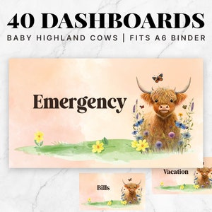 A6 Baby Highland Kühe Bargeldumschläge Einsätze, A6 Umschläge Ordner, A6 Bargeld Sparplatzhalter, Sinkende Gelder, Home Dashboards, 40er Set