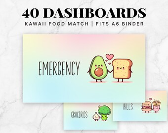 A6 Perfect Food Match Cash Envelopes Inserts, A6 Envelopes Binders, A6 Cash Saving Placeholder, Sinking Funds, Home Dashboards, Set of 40