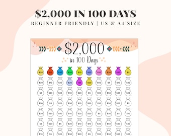 2k in 100 Days Savings Challenge, 2k Saving Challenges, 2000 Dollars Tracker, 2k Savings Challenge Envelope, Emergency Cash Funds, 2k Binder