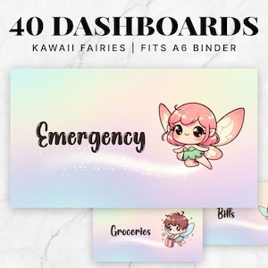 A6 Kawaii Feen Bargeldumschläge Einsätze, A6 Umschläge Ordner, A6 Bargeld Sparplatzhalter, Sinkende Mittel, Home Dashboards, 40er Set