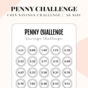 Penny Challenge, 1p Savings Challenge Envelopes, 52 Week Savings Challenge, Cash Stuffing, Sinking Funds, A6 Budget Binder Insert