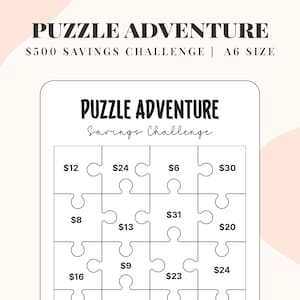 500 Puzzle Savings Challenge, 26 Week Saving Challenges, Cash Stuffing Envelopes, Sinking Funds, A6 Budget Binder, 52 Week Saving Challenge