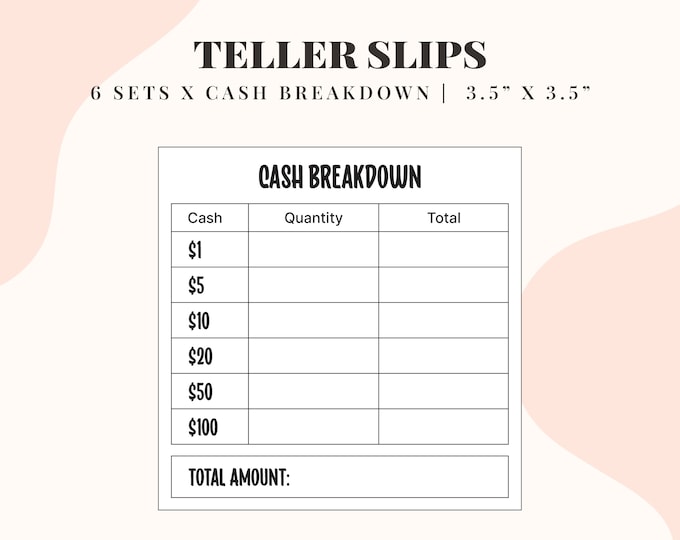 Mini Teller Slip Etsy Mini Teller Slip Etsy