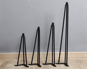 3-Rod Hairpin Legs Set of 4, DIY Furniture Metal Table Legs for Coffee Table, Dining Table, Desk, Nightstand, Black, Mid Century Modern