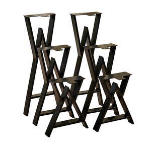Heavy Duty W-Shape Metal Table Legs: Mid-Century Modern, Set of 2