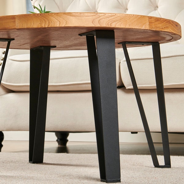 Bench Legs (H16''), Metal Coffee Table Legs, Furniture Legs (set of 4 pcs) for Live Edge Top, Black Metal Legs, Mid Century Modern
