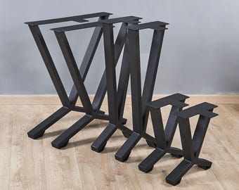 Rustic L Shape Metal Table Legs: Mid-Century Modern Cast Iron Set