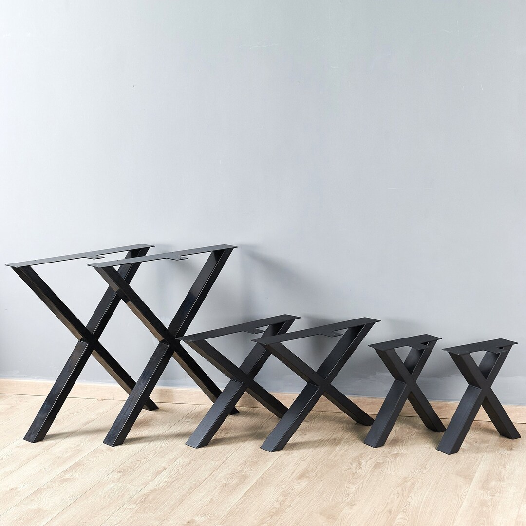 2 Pcs Furniture Legs, Rustic X Shape Table Legs, Heavy Duty Metal Table