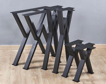 Heavy Duty Metal W Table Legs: Mid-Century Modern Cast Iron Set