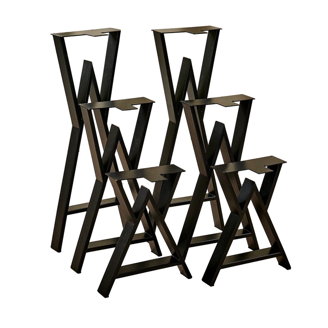 Metal Table Legs Heavy Duty W Shape Metal Desk Legs Set of 2 Industrial