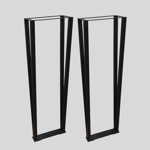 Trapezoid Metal Table Legs (Set of 2): Mid-Century Modern Iron