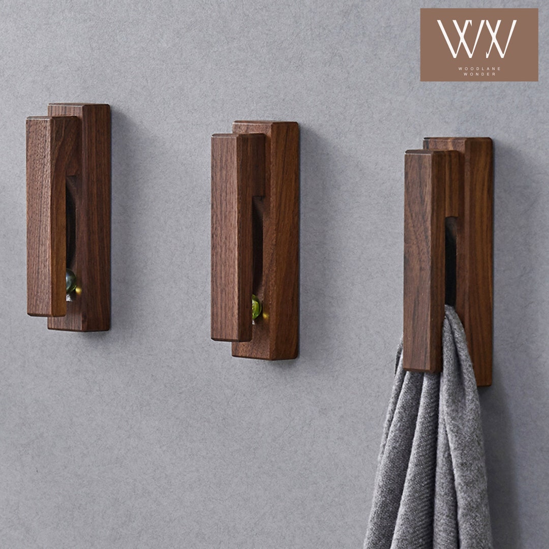 Creative Wooden Towel Hooks Wallmounted Storage Hanger Cap Etsy New
