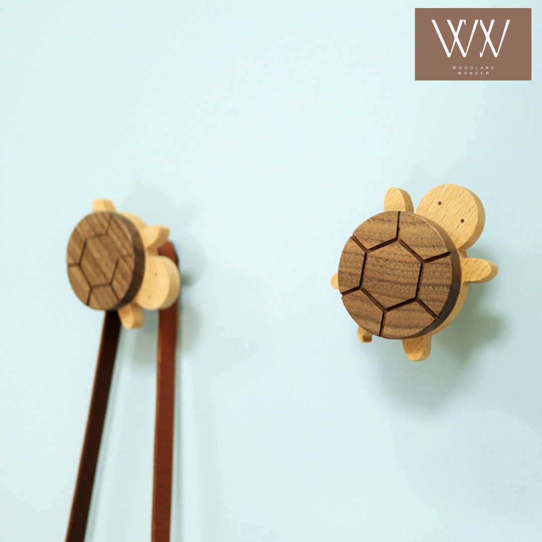 Wooden Turtle Wall Hook Animal Solid Wood Hooks for Home Etsy