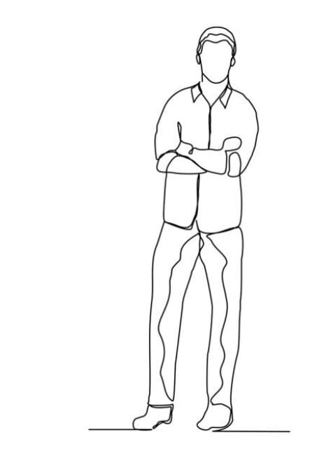 Continuous Line Drawing of Standing Man Crossing Hand Gesture. - Etsy