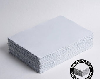 8.3" x 11.7" (A4) 200 gsm, Sky Blue Handmade Cotton Deckle Edge Paper // Fine Art Wedding, Invitation Paper, Calligraphy Paper