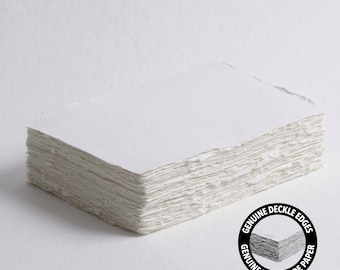 5&quot; x 7&quot; 200 gsm, White Deckle Edge Paper // Cotton Paper, Invitation Paper, Fine Art Wedding, Calligraphy Paper, Deckled Edge Paper