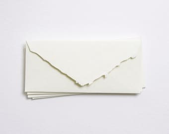 3.375" x 7.5" (Gift envelope), Ivory Handmade Cotton Deckle Edge Envelopes // Invitation Envelopes, Fine Art Wedding, Wedding Envelopes