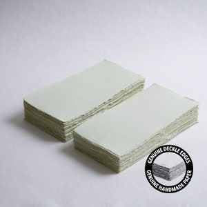 4,3" x 8,7" 300 g/m², carta con bordo deckle verde salvia // carta di cotone, carta per inviti, matrimonio d'arte, carta per calligrafia, carta fatta a mano