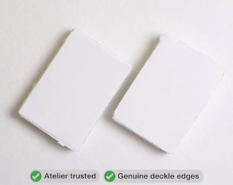 Papel artesanal de algodão branco com borda irregular, 10,4 x 14,7 cm (A6), 200 g/m² // Papel artístico para casamentos, convites, caligrafia, papel de algodão