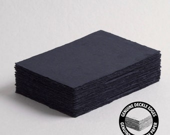 5&quot; x 7&quot; 200 gsm, Black Deckle Edge Paper // Cotton Paper, Invitation Paper, Fine Art Wedding, Calligraphy Paper, Deckled Edge Paper