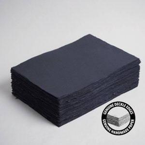 8,3" x 11,7" (A4) 200 gsm, Papel de borde de deckle negro // Papel de algodón, Papel de invitación, Boda de bellas artes, Papel de caligrafía, Papel hecho a mano