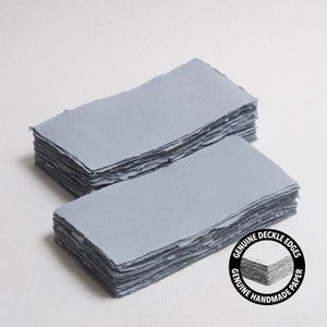 4,3" x 8,7" 200 g/m², carta con bordo deckle blu polveroso // carta di cotone, carta per inviti, matrimonio d'arte, carta per calligrafia, carta fatta a mano
