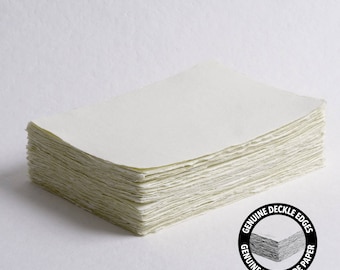5&quot; x 7&quot; 200 gsm, Ivory Deckle Edge Paper // Cotton Paper, Invitation Paper, Fine Art Wedding, Calligraphy Paper, Deckled Edge Paper