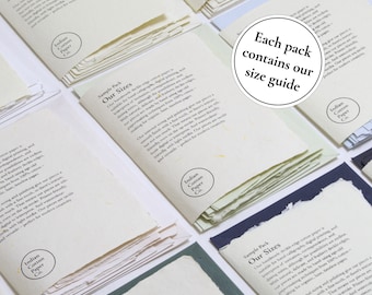 Sample Pack: Deckle Edge Handmade Cotton Rag Paper // Deckle Edge Paper, Cotton Paper, Invitation Paper, Letterpress Paper, Fine Art Wedding