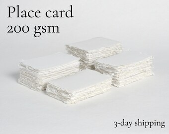 3.1" x 2" (tarjeta de lugar) 200 gsm, papel de borde blanco // papel de algodón, papel de invitación, boda de bellas artes, papel de caligrafía