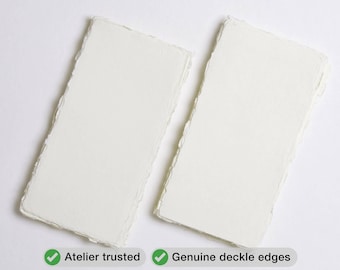 4,3 x 8,7 inch, 200 g/m², ivoor handgemaakt katoenen papier met randjes // Fine Art bruiloft, uitnodigingspapier, kalligrafiepapier, papier met randjes