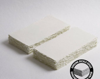 Papel de algodón hecho a mano de 4,3" x 8,7", 300 g/m², color marfil, con bordes irregulares // Papel para bodas, invitaciones, caligrafía y otros usos artísticos.