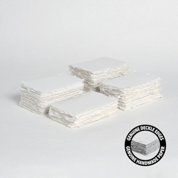 3.1" x 2" (Place card) 200 gsm, White Handmade Cotton Deckle Edge Paper // Fine Art Wedding, Invitation Paper, Calligraphy Paper