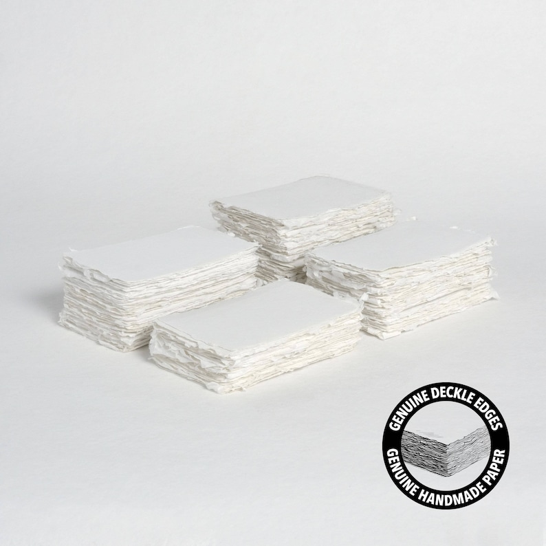 Beautiful handmade cotton envelopes in white with natural deckle edges.  Perfect for calligraphy, digital printing, letterpress, stationery design, and watercolour, although the possibilities are endless. With natural, delicate, and feathery deckl...