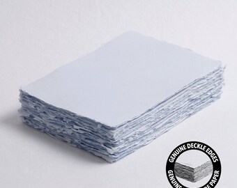5.7" x 8.2" (A5) 200 gsm, Sky Blue Handmade Cotton Deckle Edge Paper // Fine Art Wedding, Invitation Paper, Calligraphy Paper