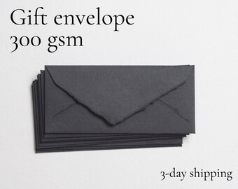 3.5" x 7.5" (Gift envelope), Black Deckle Edge Envelopes // Invitation Envelopes, Cotton Envelopes, Fine Art Wedding, Wedding Envelopes