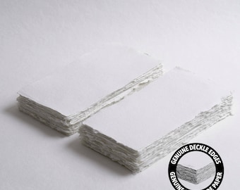 Papel de algodón blanco hecho a mano de 4,3" x 8,7" y 300 g/m² // Papel de bellas artes para bodas, invitaciones, caligrafía y otros usos artísticos.