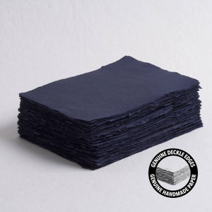 5" x 7" 200 g/m², carta con bordo deckle blu profondo // carta di cotone, carta d'invito, matrimonio d'arte, carta per calligrafia, carta con bordo deckled