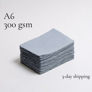 4.1" x 5.8" (A6) 300 gsm, Dusty Blue Deckle Edge Paper // Cotton Paper, Invitation Paper, Fine Art Wedding, Calligraphy Paper