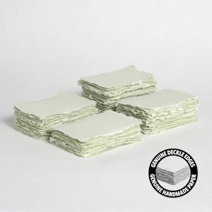 3,5 x 2,25 pulg. (tarjeta de posición) 300 g/m², Papel de borde verde salvia // Papel de algodón, Papel de invitación, Boda de bellas artes, Papel de caligrafía