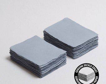 Papel de algodón hecho a mano de 4,875" x 3,5" (4 barras), 200 g/m², color azul empolvado, con borde irregular // Papel para bodas, invitaciones y caligrafía de alta calidad.